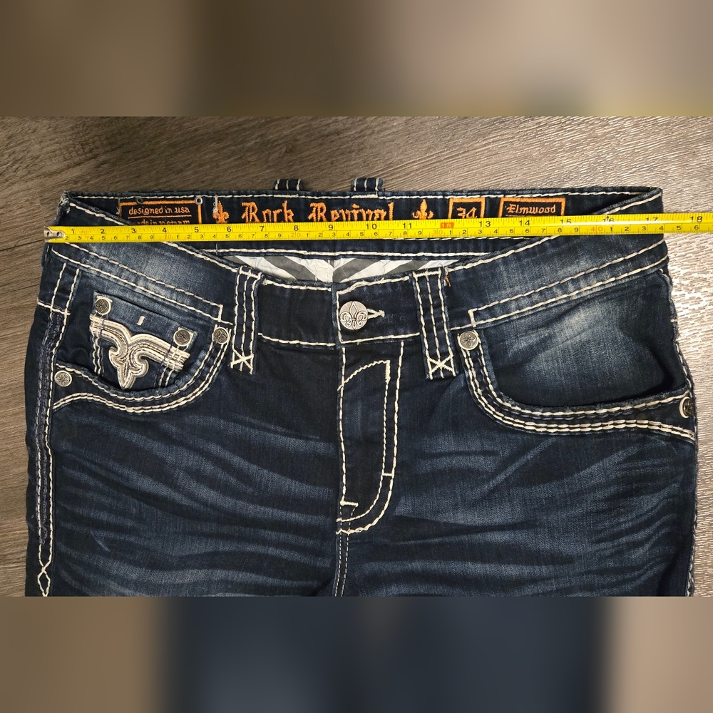 Rock Revival Slim Straight Mens Jeans Size 34 - Picture 15 of 16